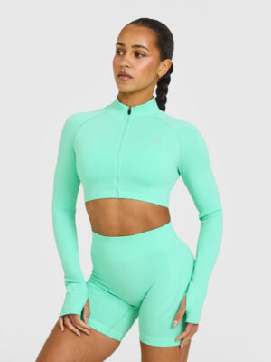 ENHANCELIFT SEAMLESS CROP JACKET WITH WHITE LOGO