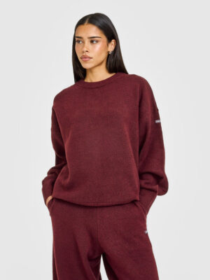 OVERSIZED KNIT CREW NECK SWEATSHIRT