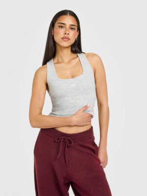MELLOW RIB ONER EMBROIDERED SQUARE NECK VEST WITH BUILT IN BRA SHELF