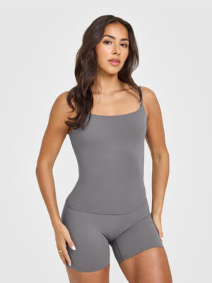 SOFTMOTION STRAPPY TANK TOP WITH BUILT IN BRA SHELF WITH WHITE LOGO