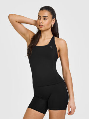 TIMELESS SQUARE NECK TANK TOP WITH WHITE LOGO