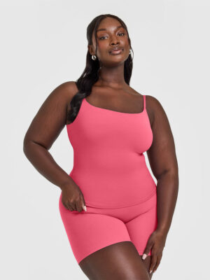 SOFTMOTION STRAPPY TANK TOP WITH BUILT IN BRA SHELF WITH WHITE LOGO