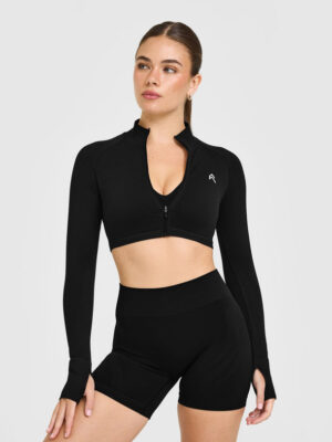 ENHANCELIFT SEAMLESS CROP JACKET WITH WHITE LOGO