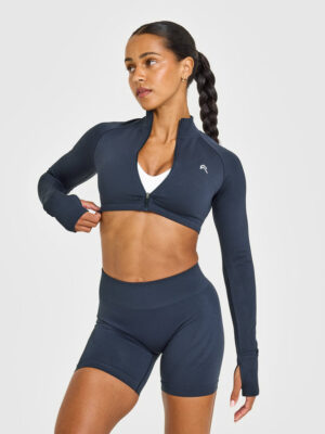 ENHANCELIFT SEAMLESS CROP JACKET WITH WHITE LOGO