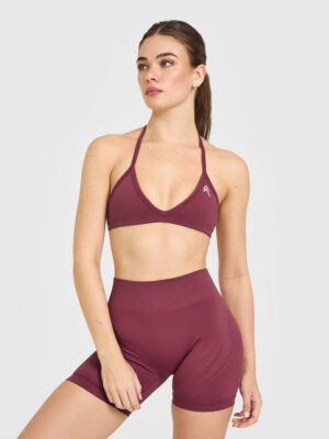 ENHANCELIFT SEAMLESS MINIMAL HALTER NECK BRALETTE WITH WHITE LOGO