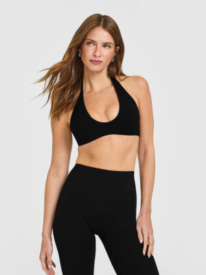 SOFTMOTION MINIMAL HALTER NECK BRALETTE WITH WHITE LOGO