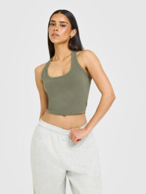 COTTON FITTED MID VEST WITH GREY LOGO