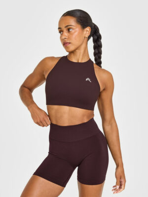EASYLIFT HIGH NECK SPORTS BRA WITH WHITE LOGO