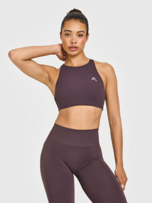 EASYLIFT HIGH NECK SPORTS BRA WITH WHITE LOGO