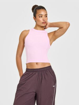 MELLOW RIB HIGH NECK MID TANK TOP
