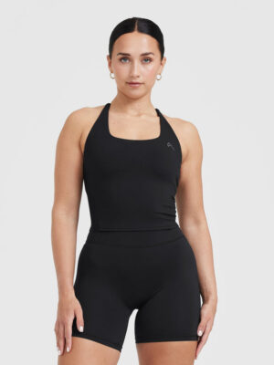 TIMELESS SQUARE NECK MID TANK TOP WITH WHITE LOGO
