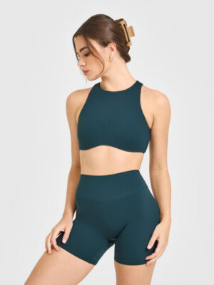 SOFTMOTION HIGH NECK SPORTS BRA WITH WHITE LOGO