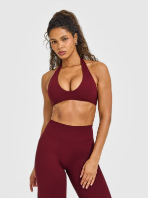 SOFTMOTION MINIMAL HALTER NECK BRALETTE WITH WHITE LOGO